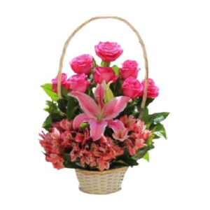 CANASTA 12 ROSAS Y LIRIOS