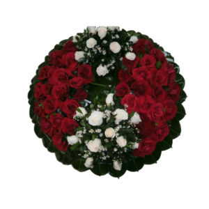 CORANA FUNEBRE  DUAL EN ROSA ROJA Y BLANCA