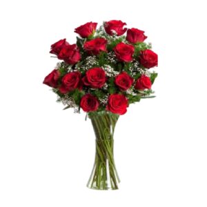 JARRÓN CON 24 ROSAS ROJAS Y YIPSO II